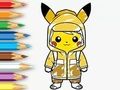 Gêm Llyfr Lliwio: Côt law Pikachu  ar-lein