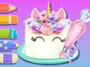 Gêm Llyfr Lliwio: Cacen Unicorn  ar-lein