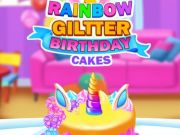 Gêm Cacennau pen-blwydd glitter enfys ar-lein