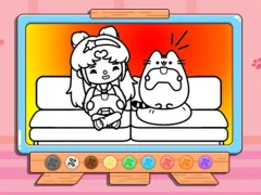 Gêm Coloring Book: Toca Life With Pusheen ar-lein