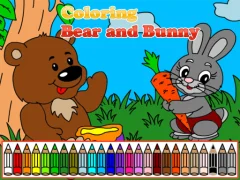 Gêm Coloring book: Bear and rabbit ar-lein