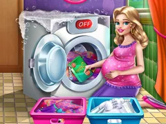 Gêm Mommy washing clothes ar-lein