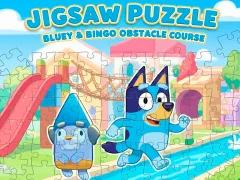 Gêm Jigsaw Puzzle: Bluey & Bingo Obstacle Course ar-lein