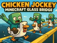 Gêm Chicken Jockey: Minecraft Glass Bridge ar-lein