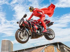 Gêm Real Motorbike Super Hero Stunt 3D ar-lein