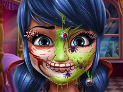 Gêm Dotted Girl Halloween Makeup ar-lein