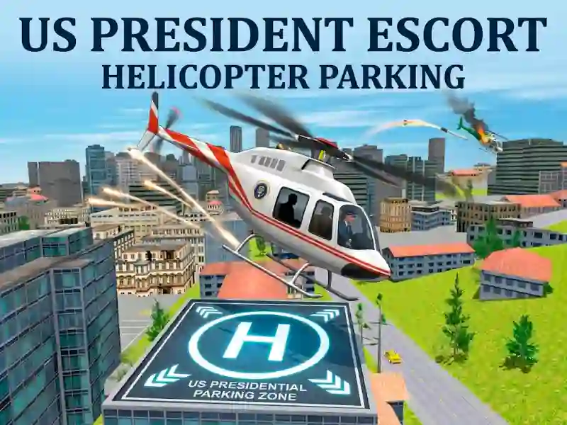Gêm US President Escort Helicopter Parking ar-lein
