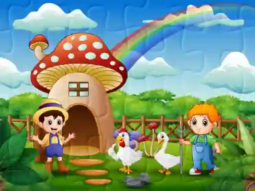 Gêm Farm Animal Jigsaw ar-lein