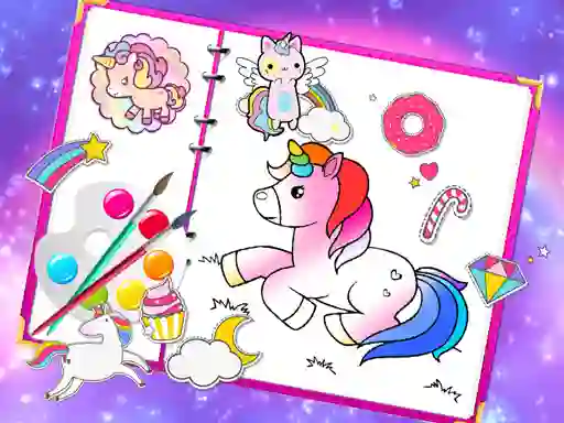 Gêm Fabulous Cute Unicorn Coloring Book ar-lein
