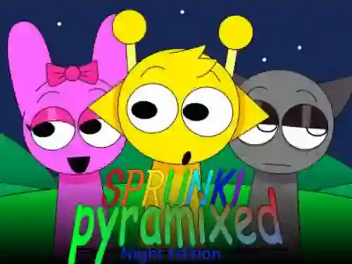 Gêm Sprunki Pyramixed: Night Edition ar-lein