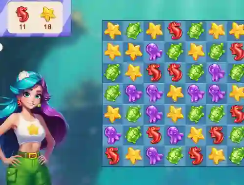 Gêm Underwater Adventures: Match 3 ar-lein
