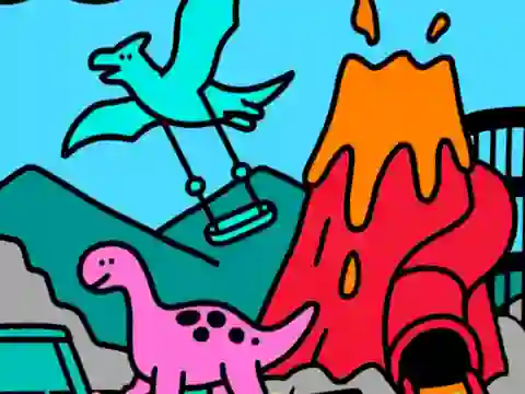 Gêm Color By Code Dino Park ar-lein