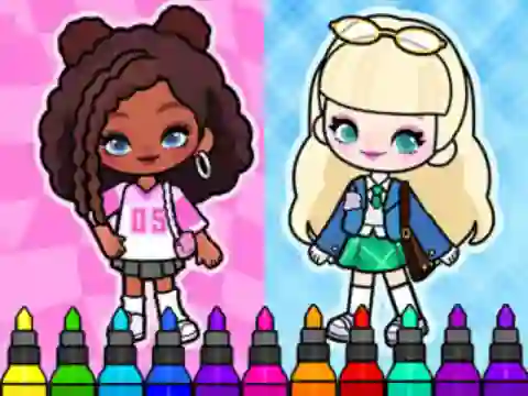 Gêm Coloring Book: Aha World Sporty Girl ar-lein
