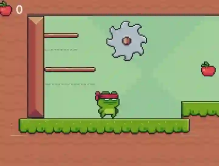 Gêm Green Ninja Collects Apples ar-lein