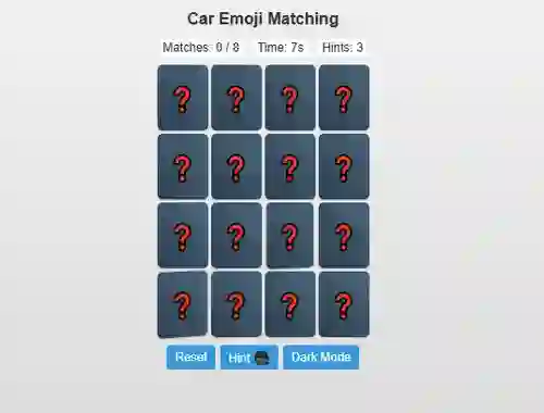 Gêm Car Emoji Matching ar-lein