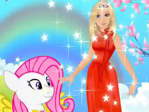 Gêm Barbie and Pony Dressup ar-lein
