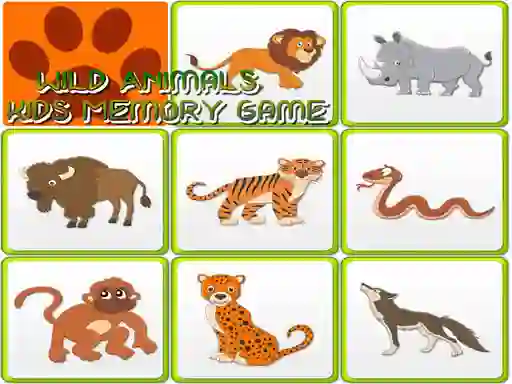 Gêm Wild Animals Kids Memory game ar-lein