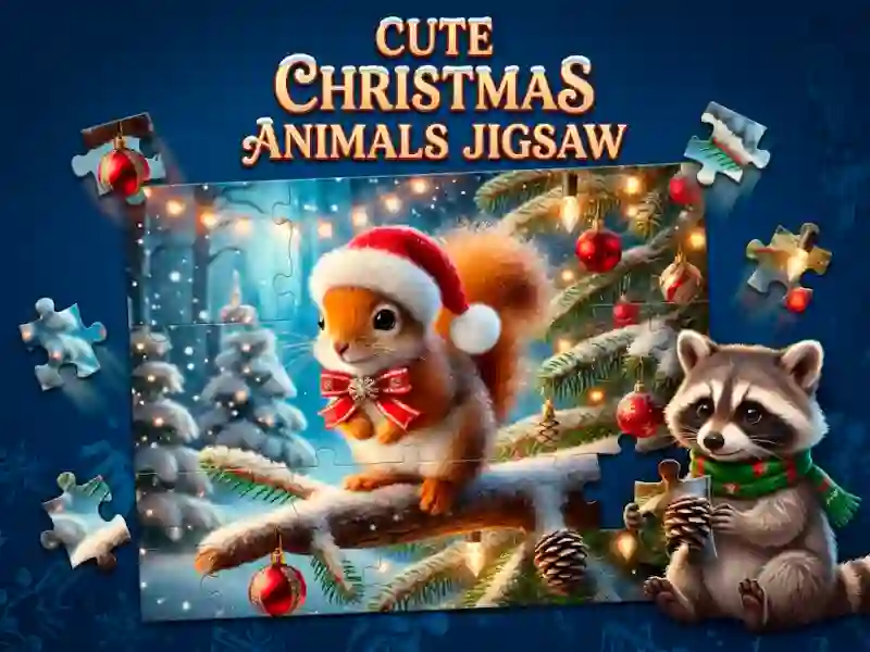 Gêm Cute Christmas Animals Jigsaw ar-lein