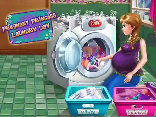 Gêm Pregnant Princess Laundry Day ar-lein