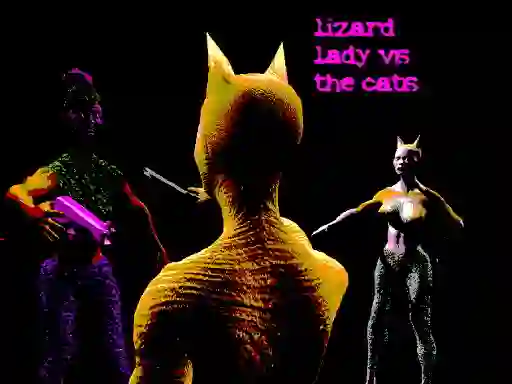 Gêm Lizard Lady Vs The Cats ar-lein