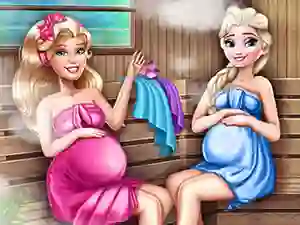 Gêm Cute Mommies Pregnant Sauna ar-lein