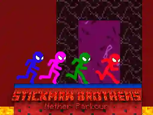 Gêm Stickman Brothers Nether Parkour ar-lein