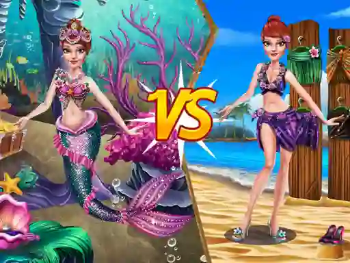 Gêm Mermaid vs Princess Outfit ar-lein
