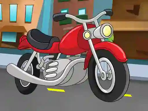 Gêm Cartoon Motorbike Jigsaw ar-lein