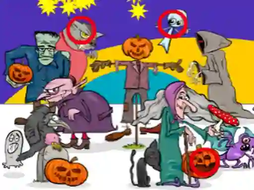 Gêm Find 5 Differences Halloween ar-lein