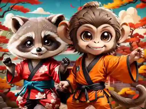 Gêm Kung-Fu Little Animals ar-lein