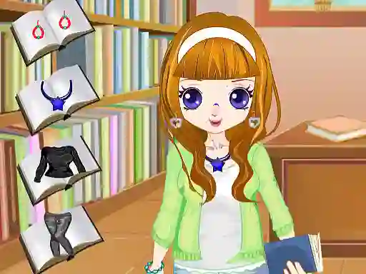 Gêm Library Girl Dressup ar-lein