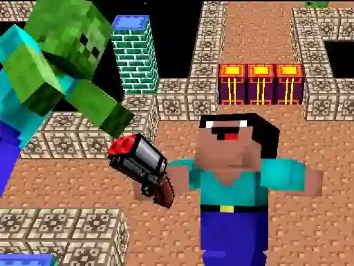 Gêm Space Adventure: Noobiks Battle vs Zombies ar-lein