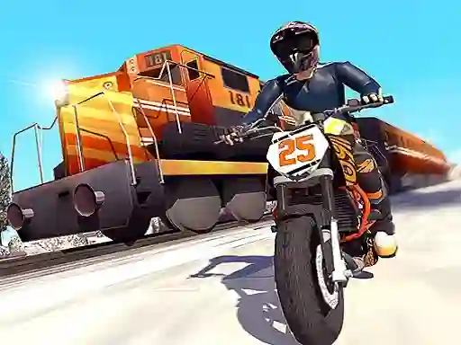 Gêm Trail Bike vs Train Race ar-lein