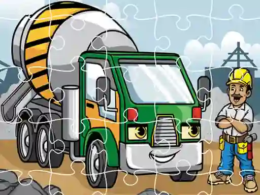 Gêm Construction Trucks Jigsaw ar-lein