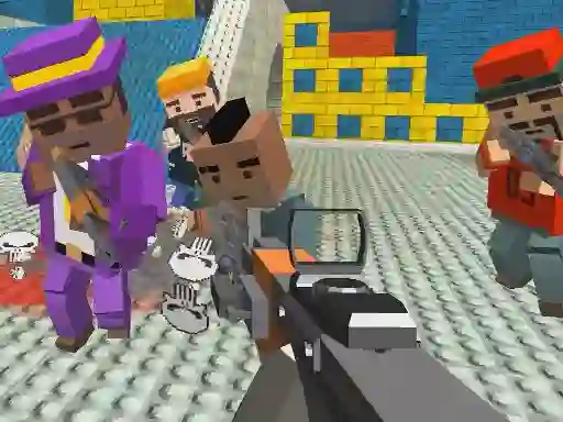 Gêm GunGame shooting warfare: blocky gangster ar-lein