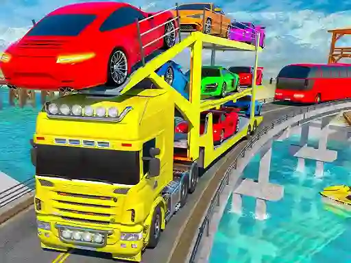 Gêm Crazy Mega Car Transport Truck Game ar-lein