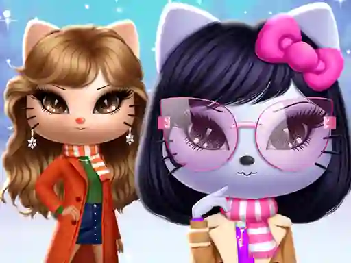 Gêm Kitty Squad Winter Dress Up ar-lein