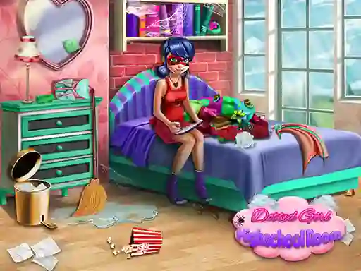 Gêm Dotted Girl: Highschool room ar-lein