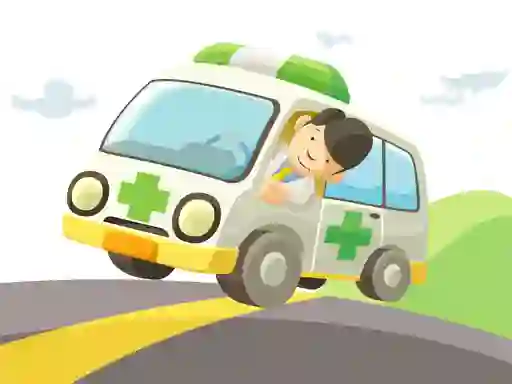 Gêm Cartoon Ambulance ar-lein