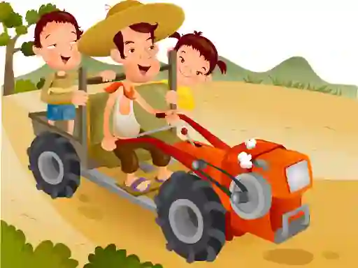 Gêm Cartoon Tractor Puzzle ar-lein