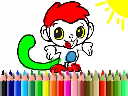 Gêm Back To School: Monkey Coloring ar-lein