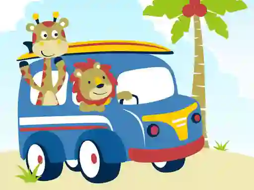 Gêm Cute animals with cars difference ar-lein