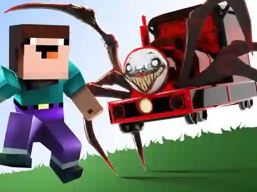 Gêm Noob vs Spider Train ar-lein