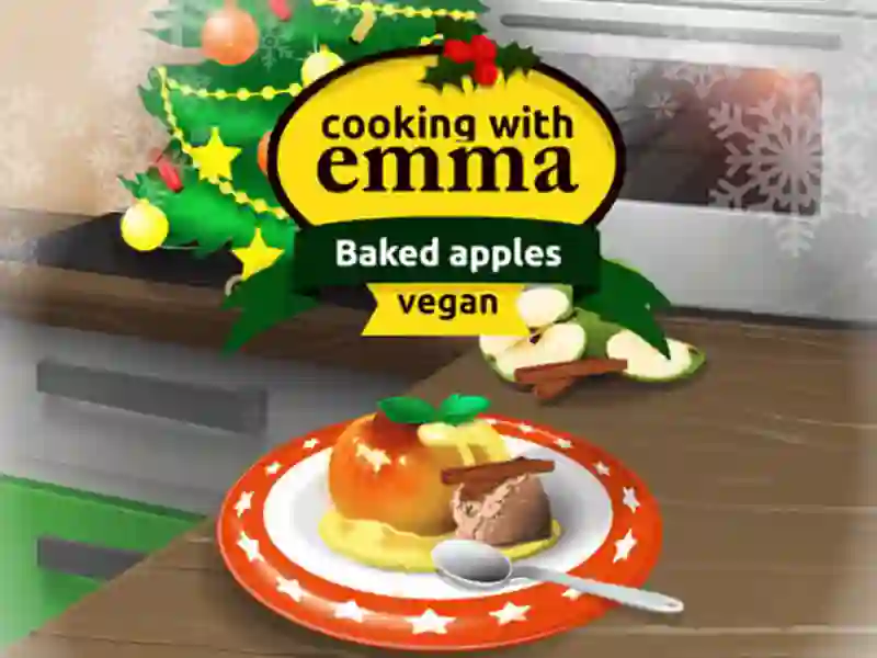 Gêm Cooking with Emma Baked Apples vegan ar-lein