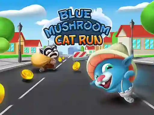 Gêm Blue Mushroom Cat Run ar-lein