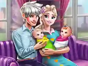 Gêm Ice Queen Twins Family Day ar-lein