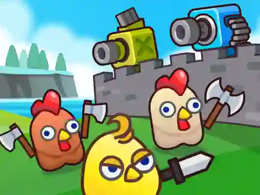 Gêm Merge Cannon: Chicken Defense ar-lein