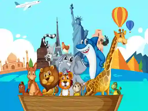 Gêm Crazy Friends Travel The World Puzzle ar-lein