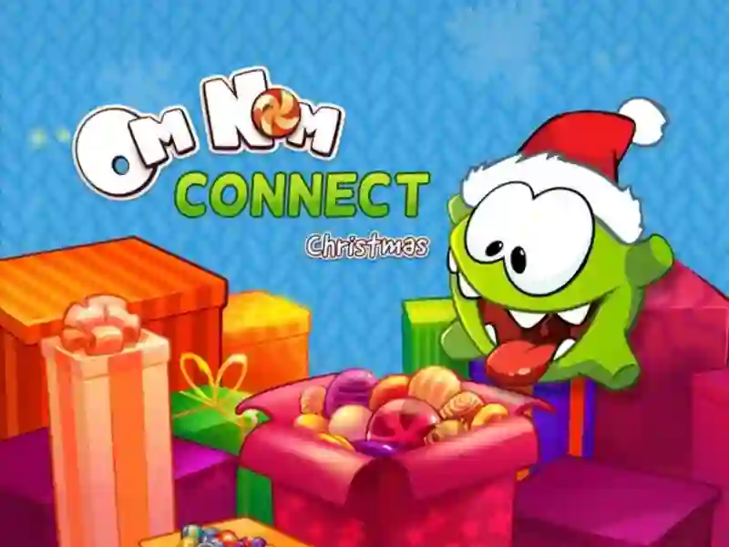 Gêm Om Nom Connect Christmas ar-lein