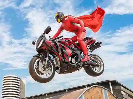 Gêm Real Motorbike Super Hero Stunt 3D ar-lein